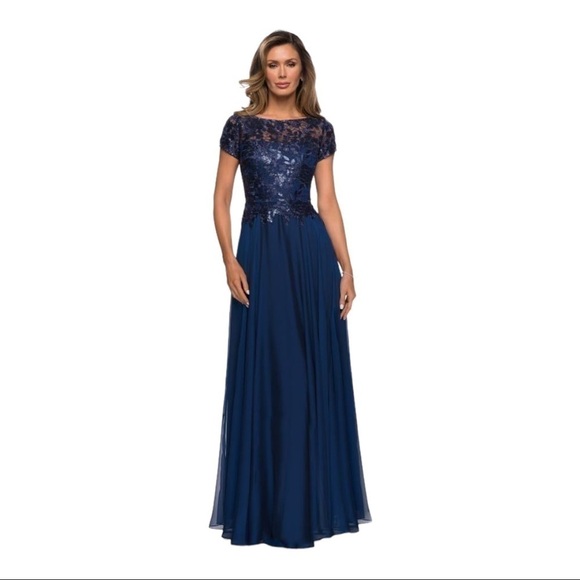 la Femme Mother Of The Bride Dresses La Femme 27924 navy - Picture 1 of 15